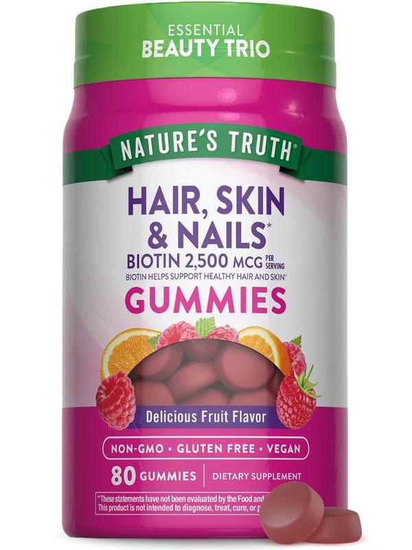 Hair Skin and Nails with 2500 mcg of Biotin Gummies