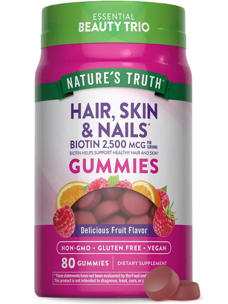 Hair Skin and Nails with 2500 mcg of Biotin Gummies