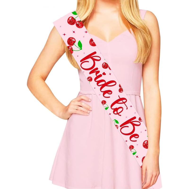 1Set Cherry Disco Ball Party Decoration Cherry Bride to Be Sash Cherry Bachelorette Decorations Cherry and Dsico Ball for Girls Sweet Cherry Berry Fruit Bridal Shower Party Supplies
