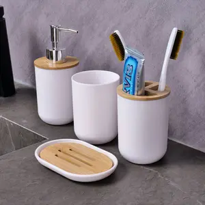 Four-Piece Set, Plastic Gift Set, Bathroom Accessories Set Includes Toothbrush Holder, Cup, Soap Dispenser, Dish, High-End Fashion Gift, Valentine's Day Present