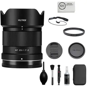 Viltrox AF 25mm f/1.7 Air Z Lens Compatible with Nikon Z Mount Bundle with UV Filter + Lens Cap Keeper + Cleaning Kit + Cleaning Cloth (5 Items)