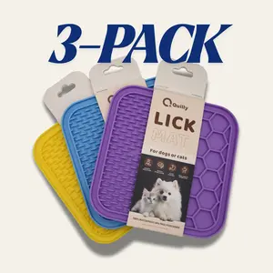 Quilly 3-Pack Lick Mat for Pet | Premium Baby-Safe Food-Grade Silicone | BPA-Free, Non-Toxic, and Safe for Dogs & Cats.