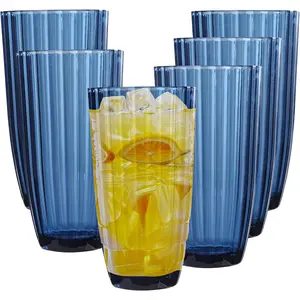 Mixed Colors Highball Cups | Plastic  Tumblers | 20oz (Set of 6) | Stackable |  Tumblers | Shatterproof | Top-rack Dishwasher Safe