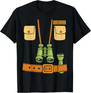 100% Cotton Zoo Keeper Jungle Safari Explorer Cosplay Halloween Costume T-Shirt