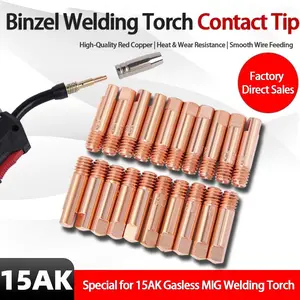 15ak Mig Welding Contact Tip 0.8/1.0/1.2mm, Pure Copper Nozzle for Mig Torch, Durable & Efficient Welding Tool Accessory