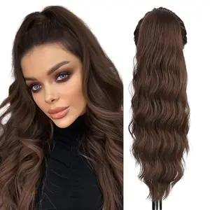 22in Natural Kinky Curly Wavy Ponytail Clip in Puff Drawstring Hair Extension