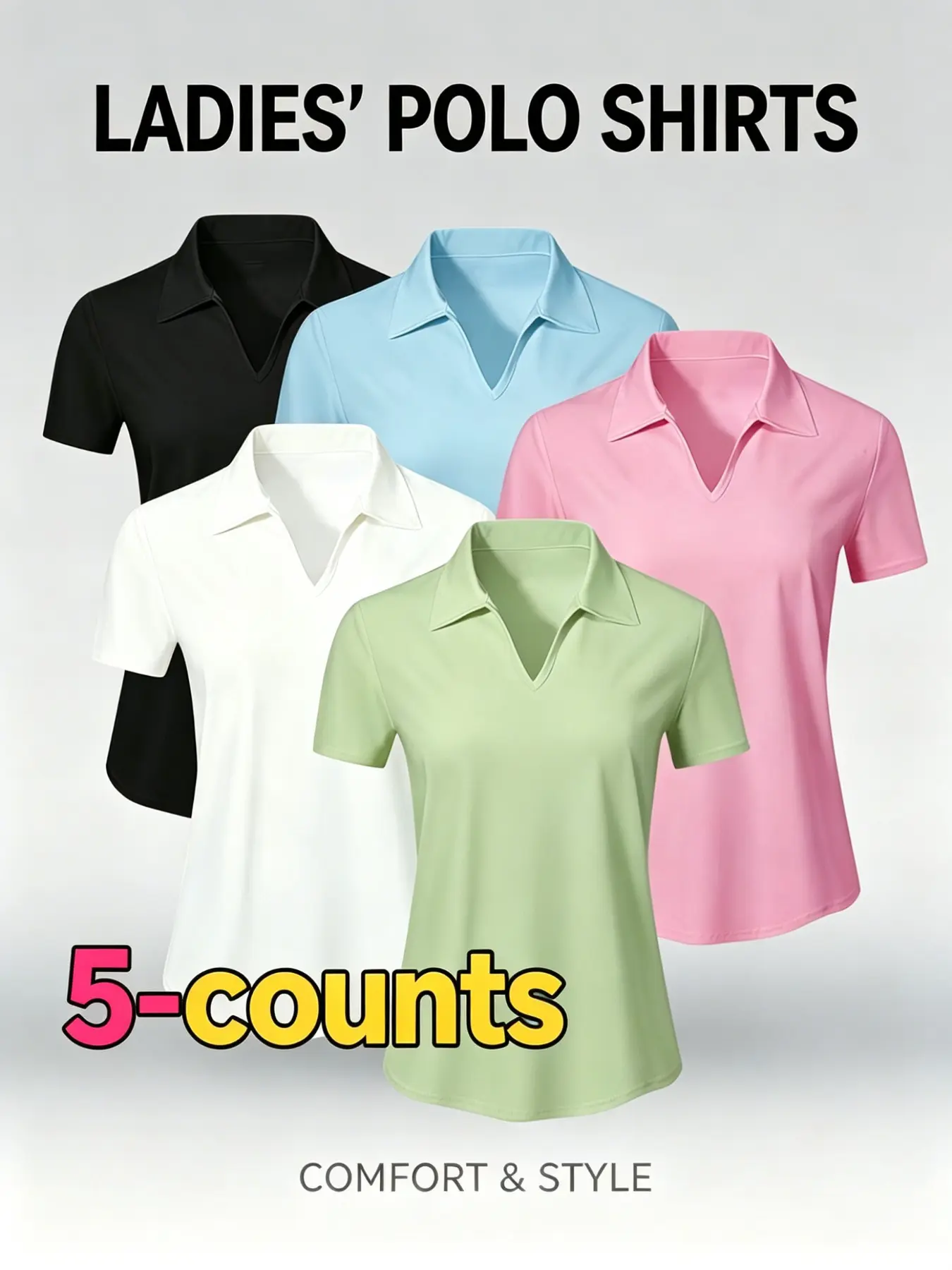 Women's Solid Color Sports Polo Shirt, Golf Shirts, Casual Breathable Comfortable Short Sleeve Collared Top for Golf Baseball Tennis, Ladies Sportswear, Casual Sports Tops for All Seasons
