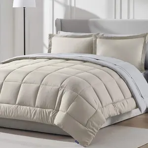 Nestl 9 Piece Luxury Soft Reversible Comforter Set – All season Bed in a Bag Complete Bedding Set with Sheets, Comforter, Duvet Cover, Set of 2 Down Alternative Pillows, Pillowcases and Shams