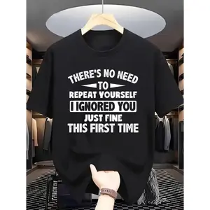 Men'S Summer Casual Crew Neck T-Shirt, 100% Polyester Knit Fabric, Slight Stretch, Regular Fit