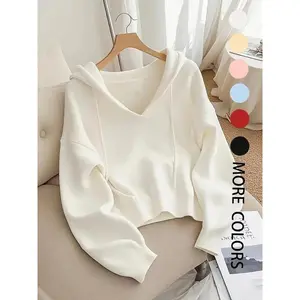 ASPOP Women’s V-Neck Drawstring Hoodie: Soft Loose Knit Sweatshirt w/ Unique Touch – Perfect for Early Autumn u hoodie
