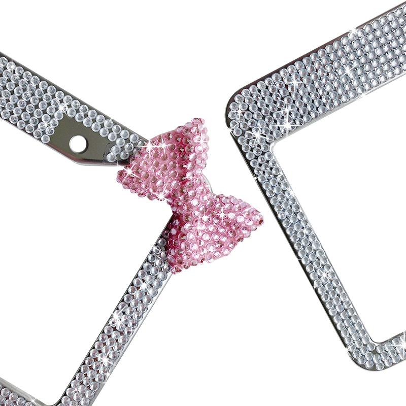 Sparkling Bow Tie License Plate Frame -GlitterRhinestoneDecorative Car Accessory ,Fun caraccessories &essentials for women,PerfectGiftfor Women Car wners c  Automotive Vehicle Replacement