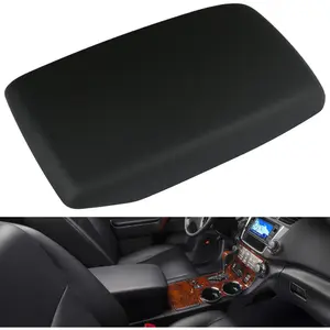 Center Console Armrest Cover Black Compatible with Toyota Highlander 2008-2013 PU Leather Arm Rest Box Lid Middle Console Cover