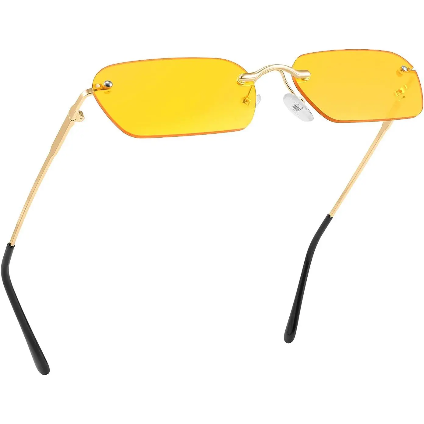 EyeconicFinds Rimless Sunglasses Y2K Sunglasses Retro Small Narrow Clear Eyewear Vintage Rectangle Sunglasses for Women Men B2643