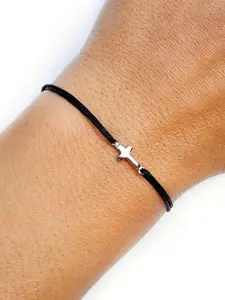 Adjustable Wax Cord Cross Bracelet, Fashion Simple Unisex Casual Daily Wear, Versatile Couple Gift, Men Women Jewelry