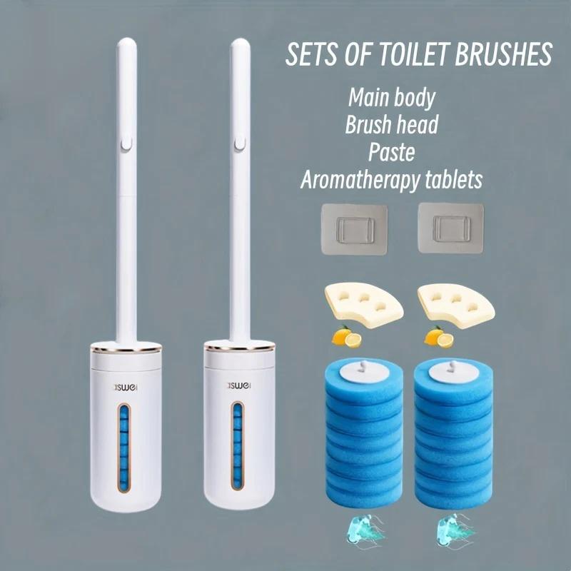 No-Touch Disposable Toilet Brush Set – Flushable Heads One-Click Release, Wall Mount Holder, Hygienic Bathroom Cleaning Tool, 24 Refills, #SpringCleaning