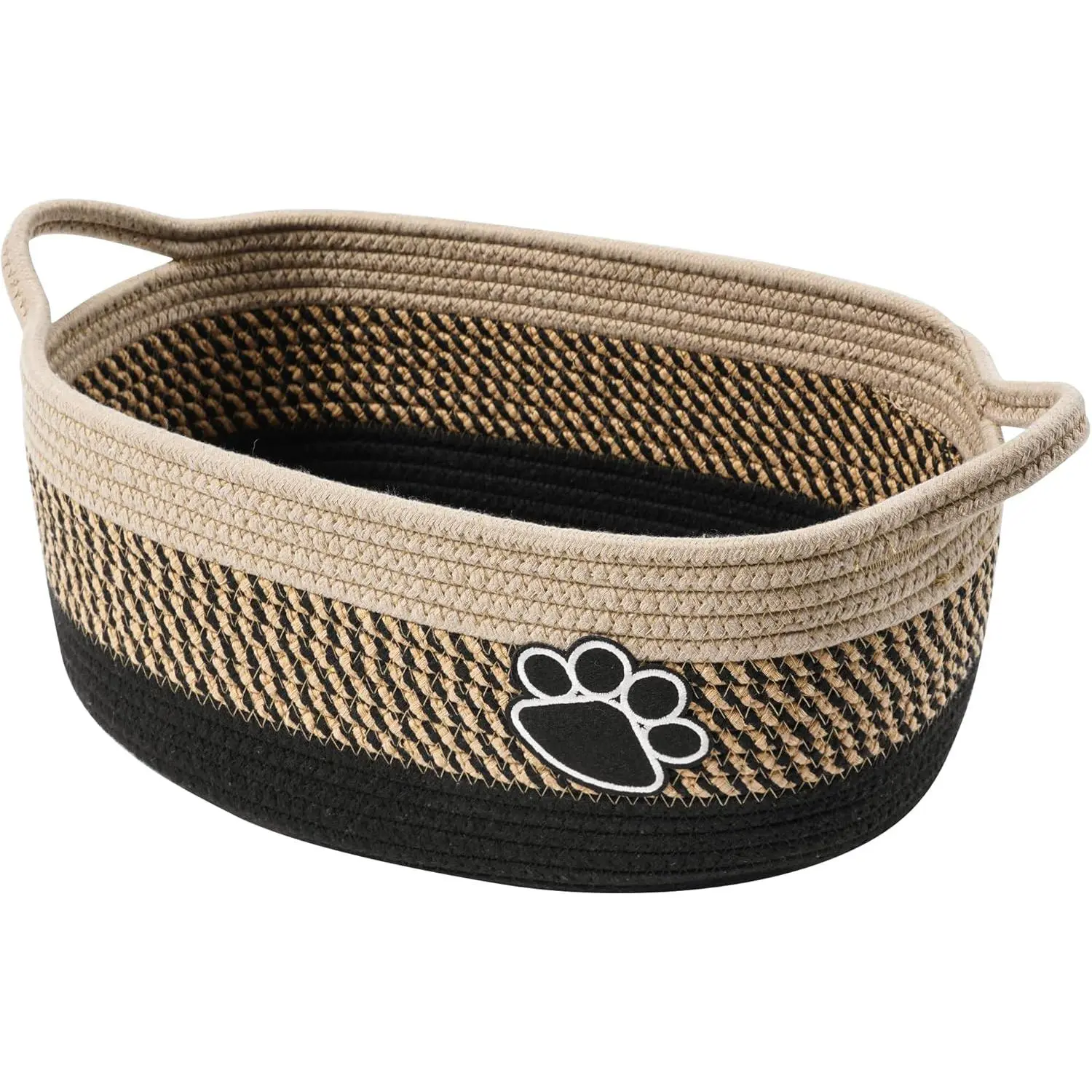 X-SBB03 100% Handmade Boho Wood & Rope Decorative Storage Organizer - Light Beige Handwoven Cotton Basket with Handle, 15x6 in Multi-Purpose Home Holder, Ideal for Living Room, Nursery Gift for Loved Ones