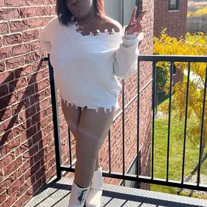 Nadia Distressed Sweater - Long Sleeve Double V-Neck Oversized Knitwear fall sweater winter clothes women oversized sweater blouse top cute sweaters