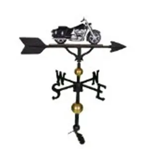212 MAIN 300 Series 32 In. Deluxe Black and Chrome Montague Metal Products Motorcycle Weathervane, Outdoor Garden Decor for Home Improvement