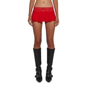 Fierce Flirt Lace Skirt - Red