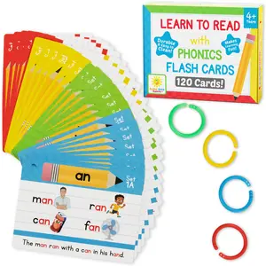 Phonics Flash Cards - Learn to Read in 20 Phonic Stages - Digraphs CVC Blends Long Vowel Sounds – Phonics Games for Kids Age 4-8 Kindergarten First Second Grade Home School Educational