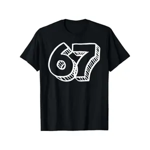 Retro Numeric Design T-Shirt for Alpha Gen 67, Casual Round Neck Tee for Boys And Girls, Ideal for Spring And Summer Holidays, Sturdy Summer Wear, Perfect Gift for Kids (3-13Y)