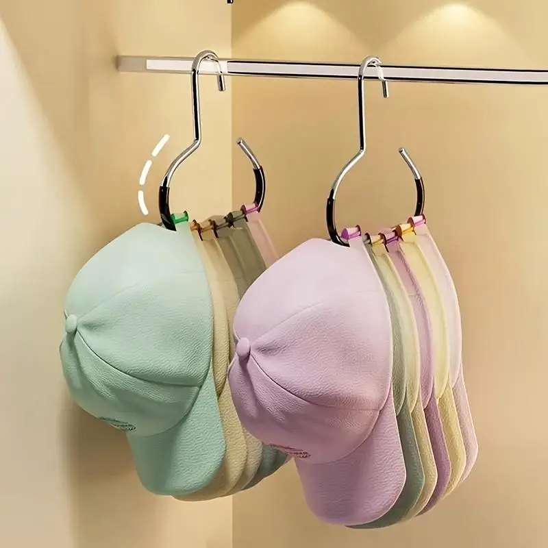 Solid Color Hat Hanger, 3 Counts/set Multifunctional Metal Hat Storage Rack, Space Saving Hat Organizer for Home Closet Bedroom, Hanging
