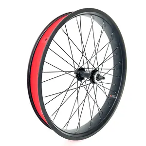 26x4.0 Front Fat Bike Wheel Bolt On Snow Bicycle Double Wall Bearing Hub 36x12G Thicker Spokes 135mm Dropout Disc Brake Electric Fatbike Front Rim Set
