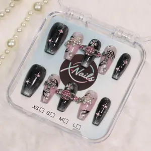 Xnails | ORBIT| 10PCS Handmade Press on nails Coffin Shape REUSABLE, Salon Quality, Glossy Design