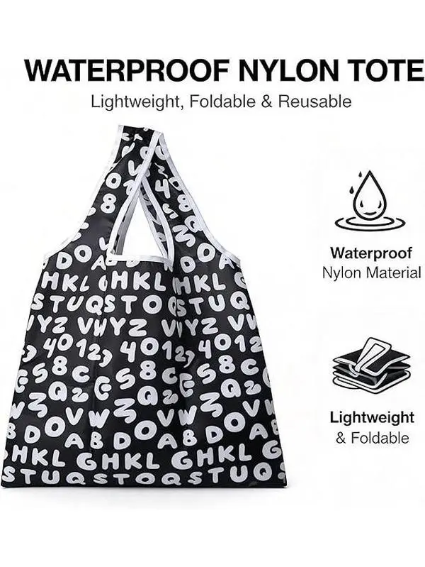 Reusable Grocery Tote Bags - 12 Pack Foldable Heavy Duty Bags with 6 Stylish Patterns, Machine Washable & Durable, Ideal for Grocery Runs & Gift Giving