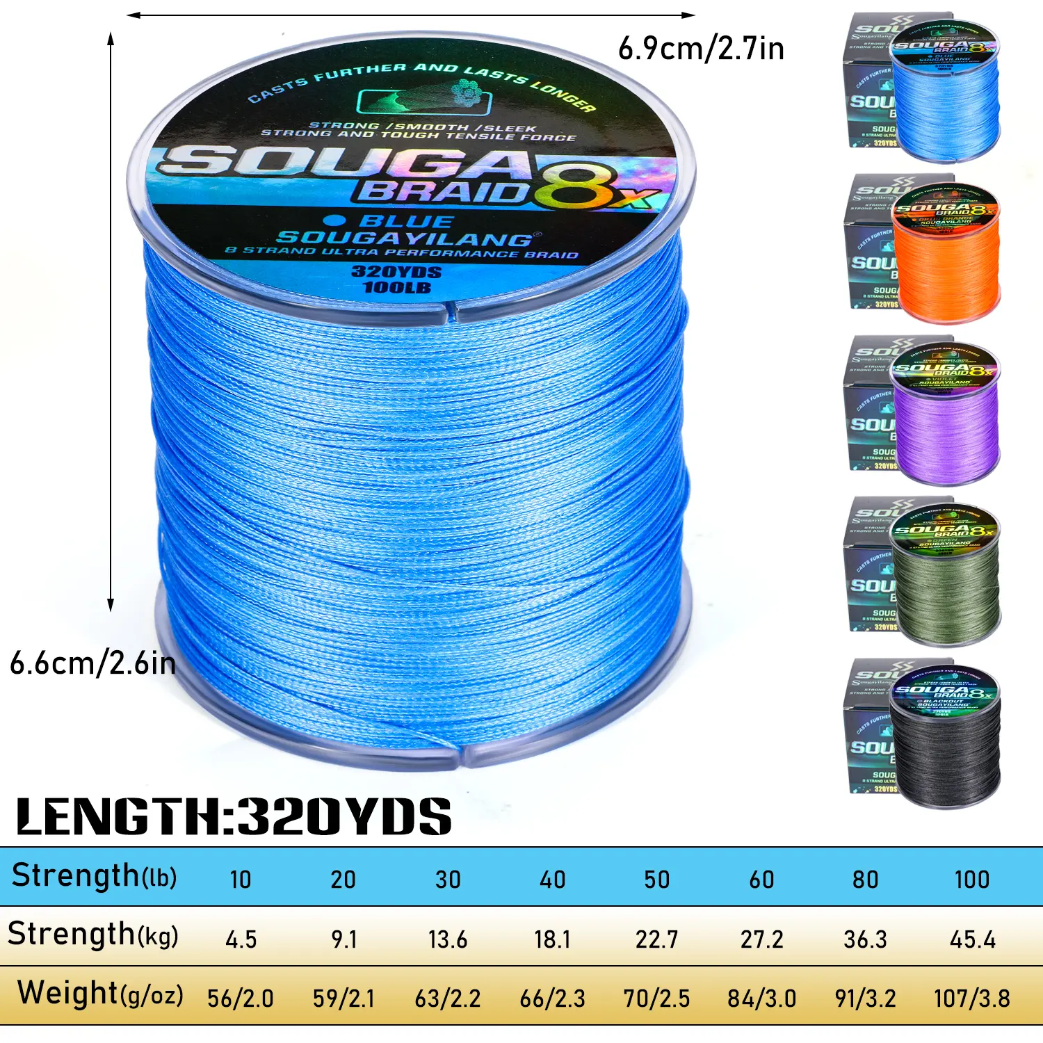 Sougayilang Super Tough Braided Fishing Line 8 Strands, 10lb - 100lb Braid  Lines, 320 Yards Super Sleek & Smooth Fishing Line for saltwater &  freshwater - TikTok Shop
