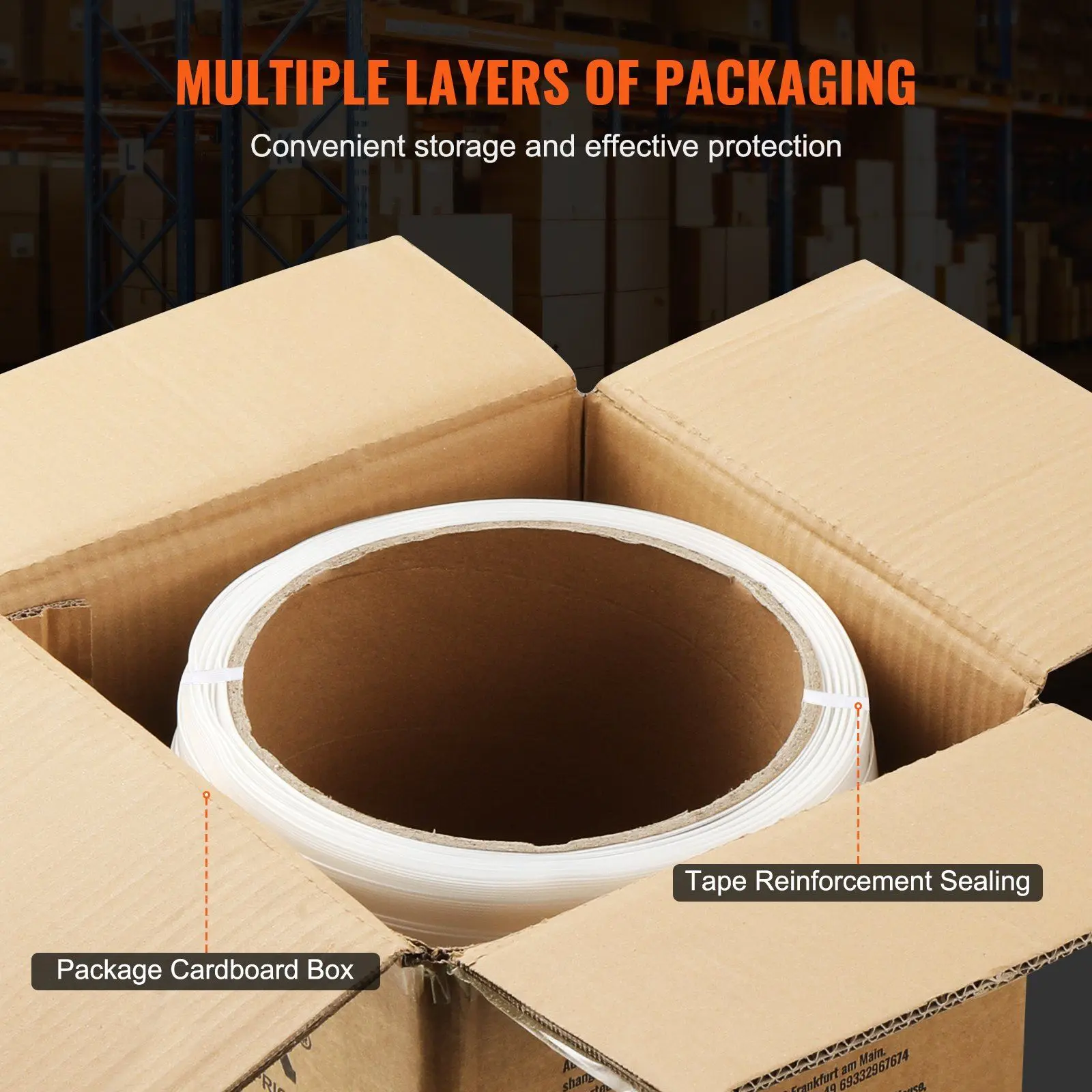 VEVOR Embossed Grip Woven Packaging Strap Roll, 0.5" x 0.03" Thickness x 660', Increased Grip, Moisture-Resistant, Side-Opening Banding Strap for Heavy Loads (882 lbs Capacity)