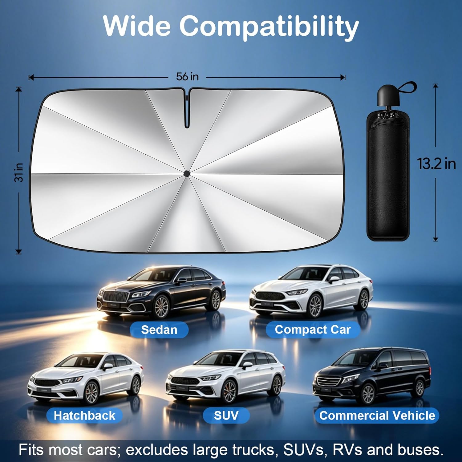 Two Packs Portable car sunshade, windshield sunshade, foldable windshield sunshade, car exterior accessories, daily car windshield cooling umbrella