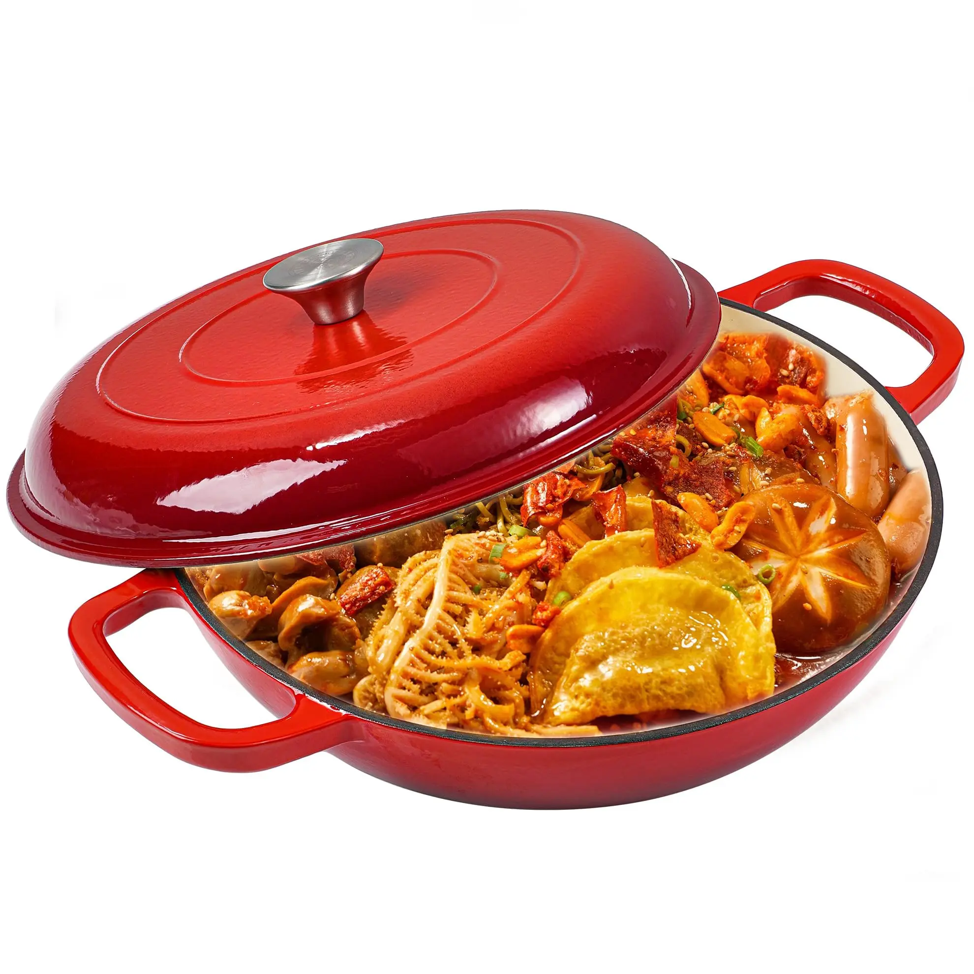 Vivicreate 3.5 Quart Enamel Cast Iron Dutch Oven Pot with Lid – Enameled Cookware for Baking, Roasting, and Braising – Durable Cast Iron Pot for Stove Top and Oven Use Classic Handles