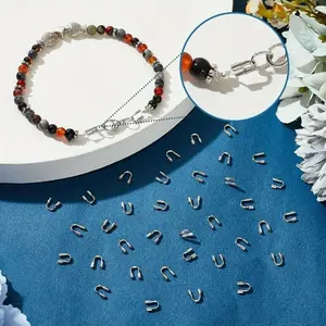 20pcs U Shape Wire Guard for Jewelry Making, U Shape Clasps Connector, Wire Guardian Loops for DIY Necklace Crafting