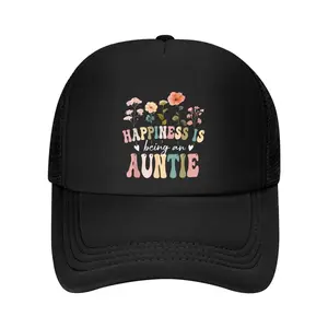 Happiness is Being Auntie Floral Design Auntie Mother's Day Print Baseball Cap