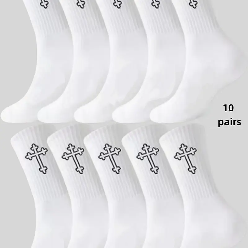 10 pairs of unisex mid-calf socks Casual Crew Socks suitable for all seasons, breathable, sweat-absorbent, odor-resistant, skin-friendly, comfortable, and durable, ideal for daily leisure, Everyday, Casual, work, sports, vacations, the couple's set