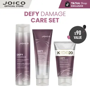Joico Defy Damage Care Set - Shampoo (10.1oz), Conditioner (8.5oz) & KBOND20 Power Masque (5.1oz) for Deep Bond Repair & Daily Hair Protection