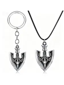 JJBA Stand Arrow Heart Design Necklace and Keychain - JoJo's Anime Cosplay Jewelry - Manga Theme Gifts for Women Men and Fans