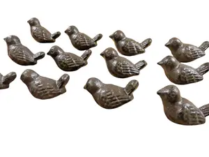 12 CAST IRON BIRD CABINET KNOBS PULLS DRAWER DRESSER HANDLES RUSTIC BIRDS WREN