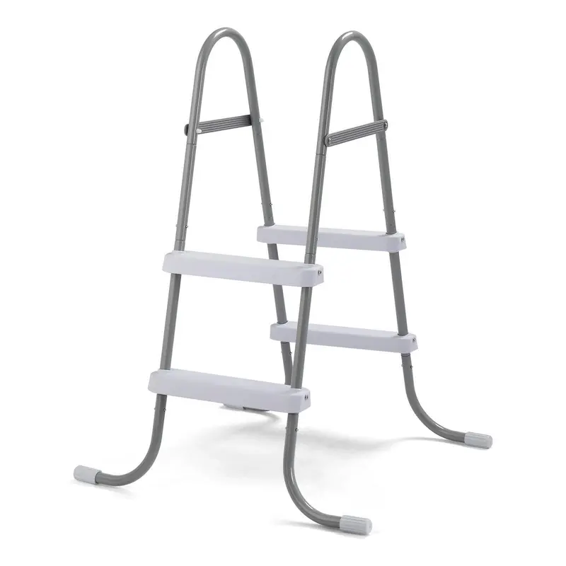 Karlhome Swimming Pool Ladder - Pool Equipment with 2/4 Removable Steps, 33/42/52in Wall Height Fit, Stable Steel Frame, Gray with White Steps, Easy Entry and Exit, Outdoor Home Improvement Accessory