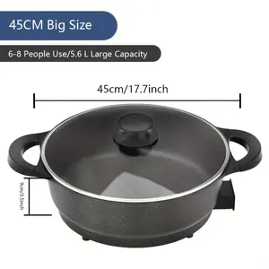 13-Inch Multifunctional Electric Cooker – Non-Stick Deep Pot with Adjustable Temperature, Tempered Glass Lid for Sauteing, Searing, Baking & Slow Cooking
