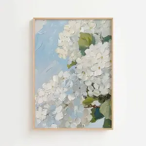 Blue Hydrangeas Floral Print, Farmhouse Botanical Wall Art, Summer Floral Home Decor