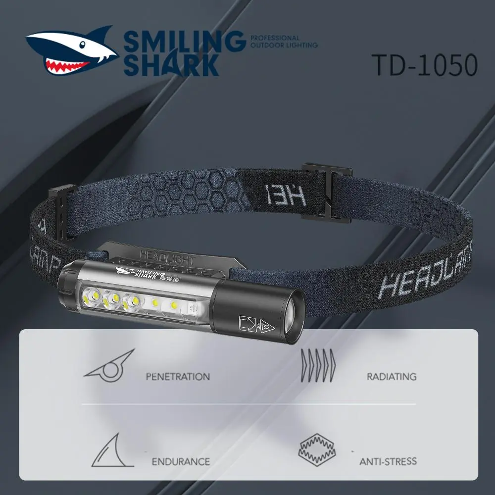 【TD-0150】Smiling Shark multifunctional headlights, intelligent lighting, lightweight and comfortable, adding a brilliant light to your outdoor adventure