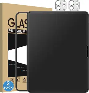 2 Pack Matte Glass Screen Protector for iPad Pro 13-inch M4 2024 (7th Gen) + 2 Pack Camera Lens Protector with Installation Frame, Anti-Glare & Anti-Fingerprint Tempered Glass, Smooth as Silk