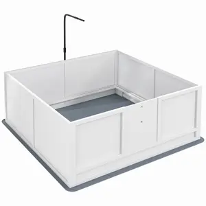 PawHut Whelping Box for Dogs with Retractable Light Stand, Waterproof Mat for Puppies with Pig Rail, Adjustable Height Door for Small, Medium & Large Breed Dogs, 41" x 39"