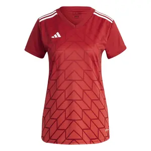 adidas Womens T Icon 23 V Neck Short Sleeve Jersey Soccer Cleats  - Red