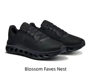 Futuristic All-Black Running Shoes with Massive Hollow Cloud Cushioning - High Energy Return