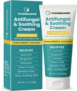 Antifungal Cream for Jock Itch, Ringworm, Psoriasis & Athlete’s Foot – Extra Strength Relief for Itchy, Burning Skin – Fast-Acting Formula for Tinea Cruris, Tinea Versicolor & Skin Irritations