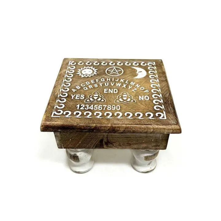 Mini Wooden Spirit Board Altar Table – Natural Wood – Approx. 6" x 6" x 4"