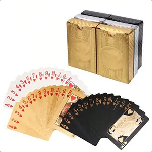 Yopay 6 Decks Of Playing Cards Luxury 24K Foil Waterproof Cards Plastic Novelty Family Card Game Tools With 100 Dollar Pattern For Gift Travel Classic Party Game 2 Golden 2 Silver 2 Black-0352